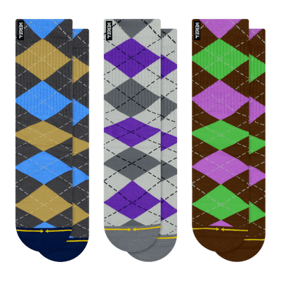 3 pack of socks, bamboo, ultra comfort, expert craftsmanship, plush cushioning, green, pink, purple, white, brown, blue, gold, black