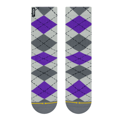 white, purple, gray, diamond, argyle pattern socks, 