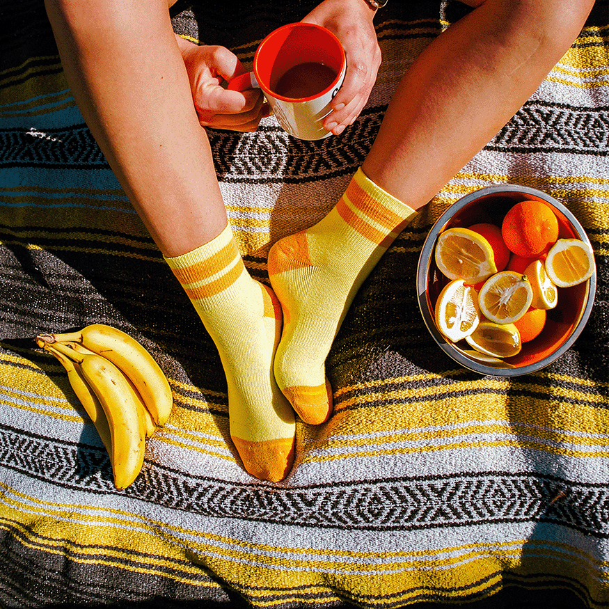 Butter/Orange Quarter Crew Unisex Quarter Crew Socks MERGE4