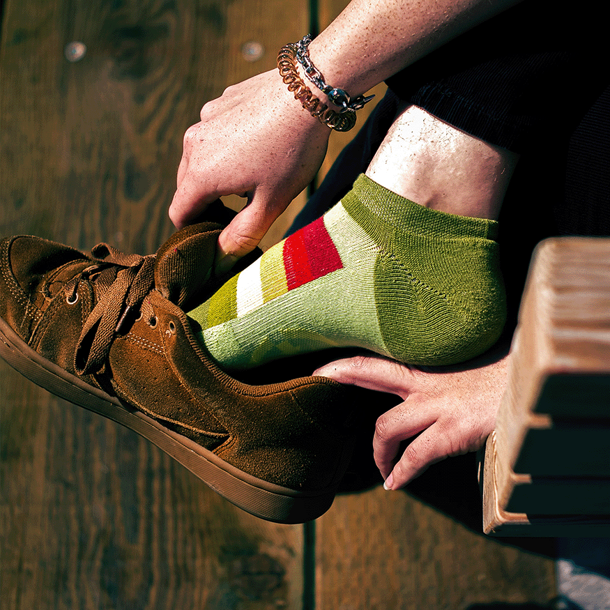 Sunflower Stripes Organic Cotton No Show Socks Medium