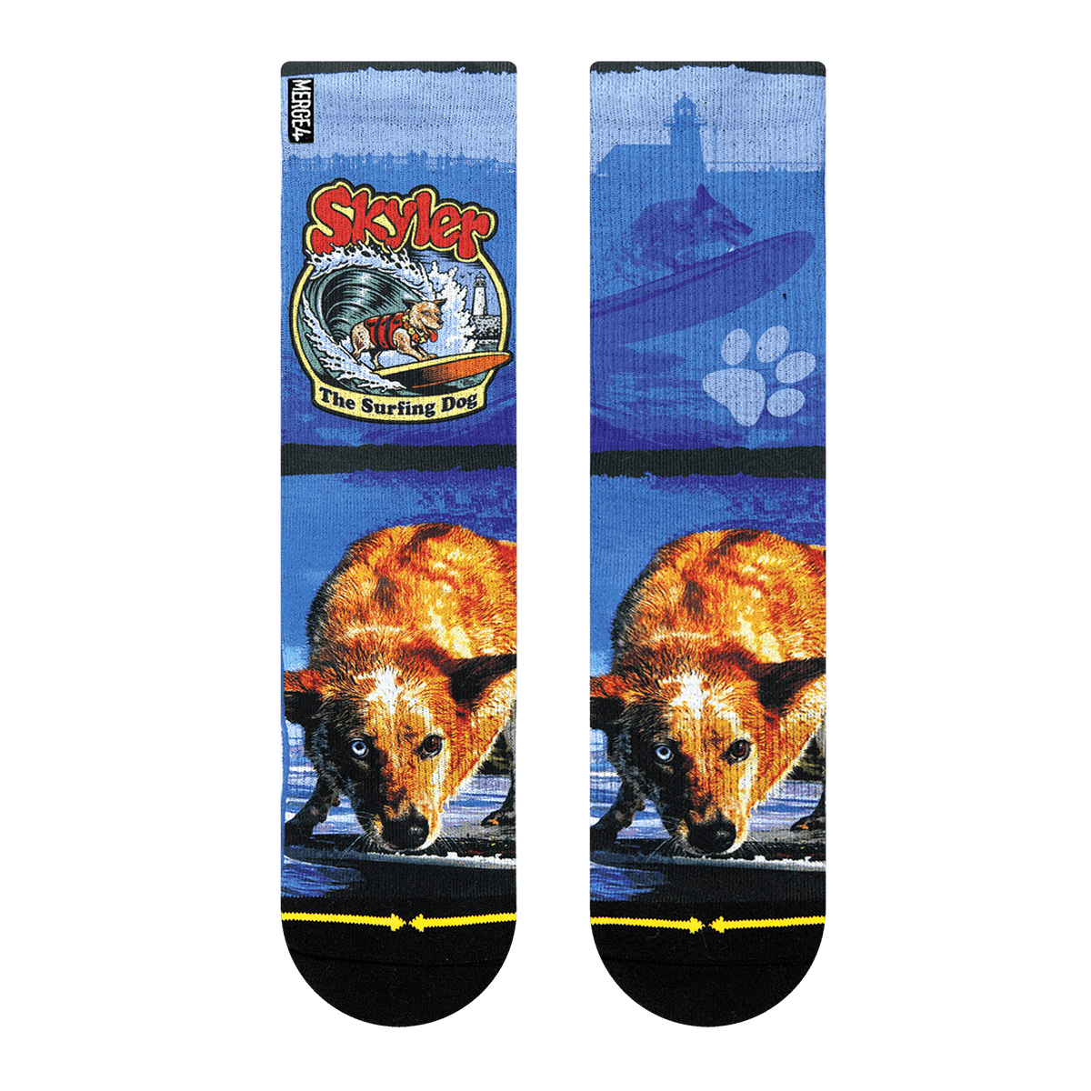 Skyler the Surfing Dog Crew Sock